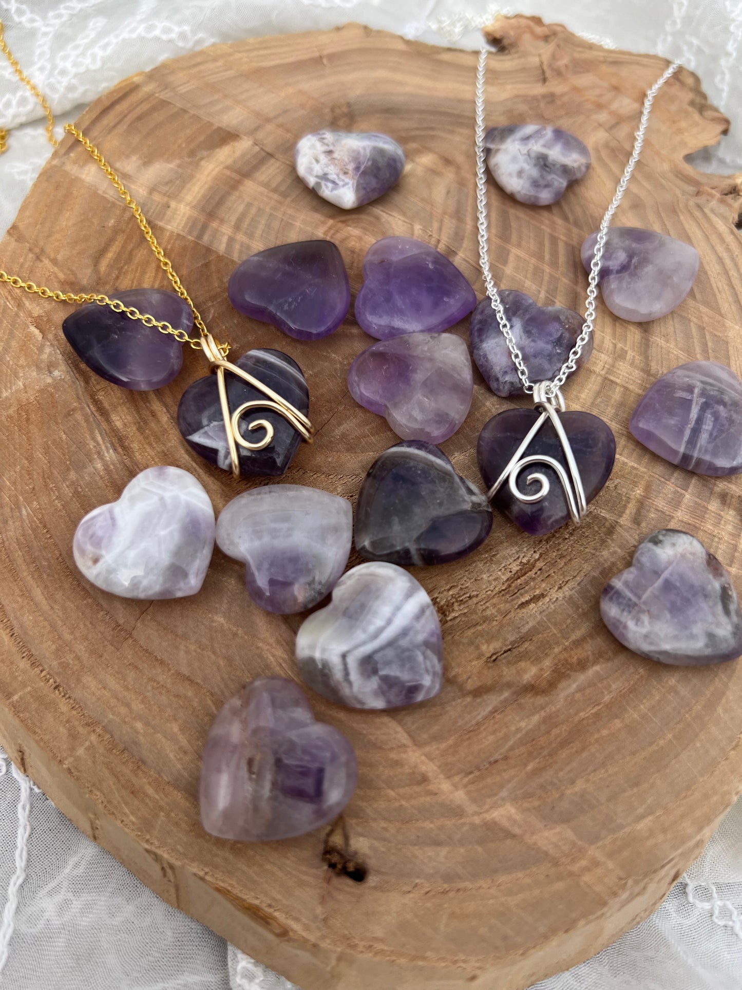 amethyst love heart pendants