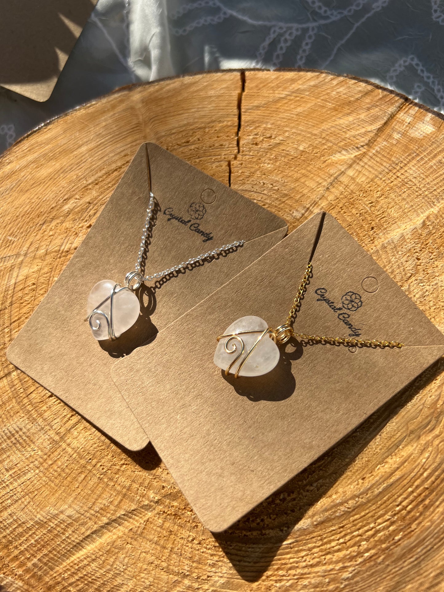 Mini Clear Quartz Heart Pendants