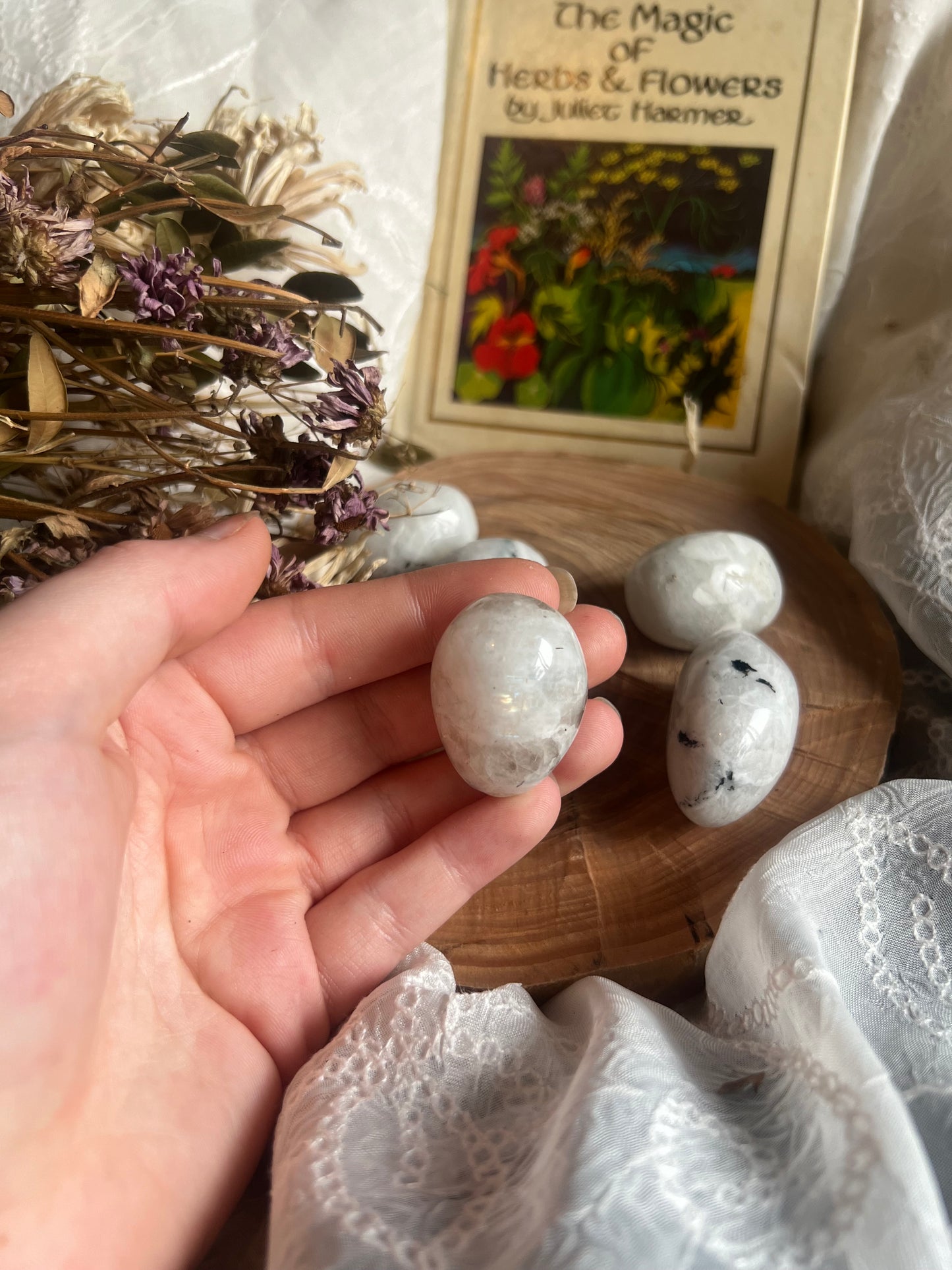 Moon stone tumble stone