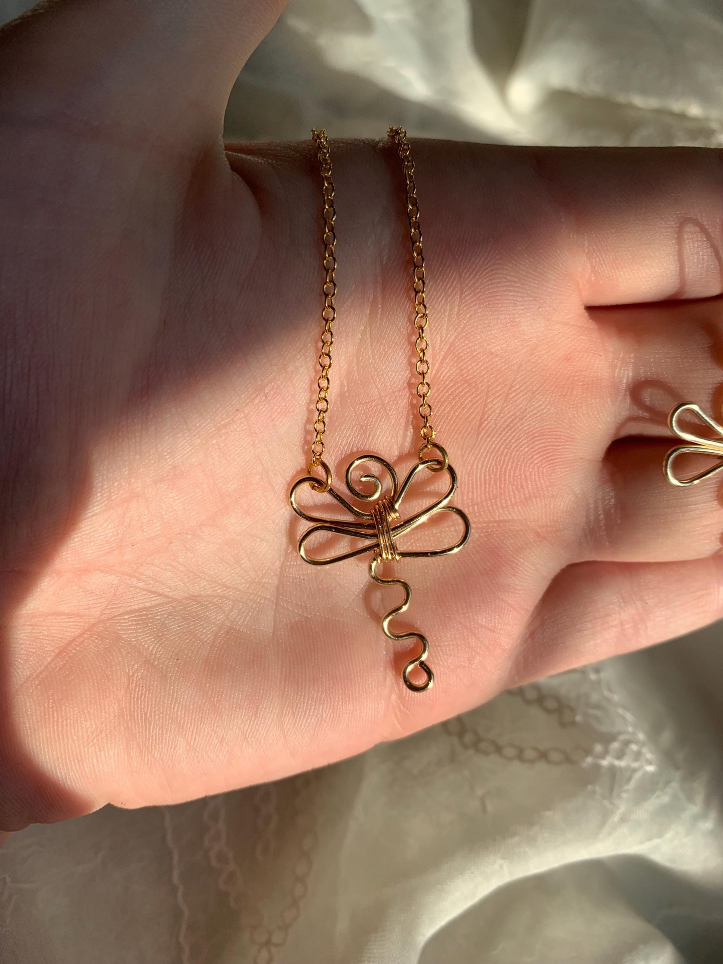 Swirly Dragonfly Earrings and Necklace Set