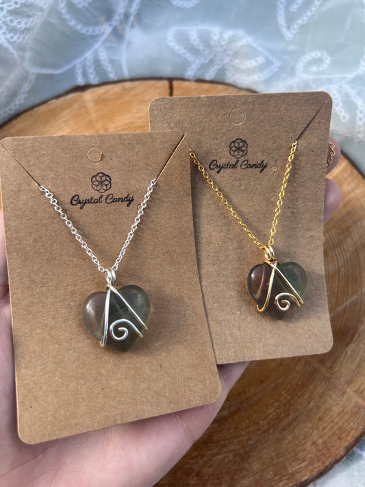 Mini Fluorite Heart Pendants