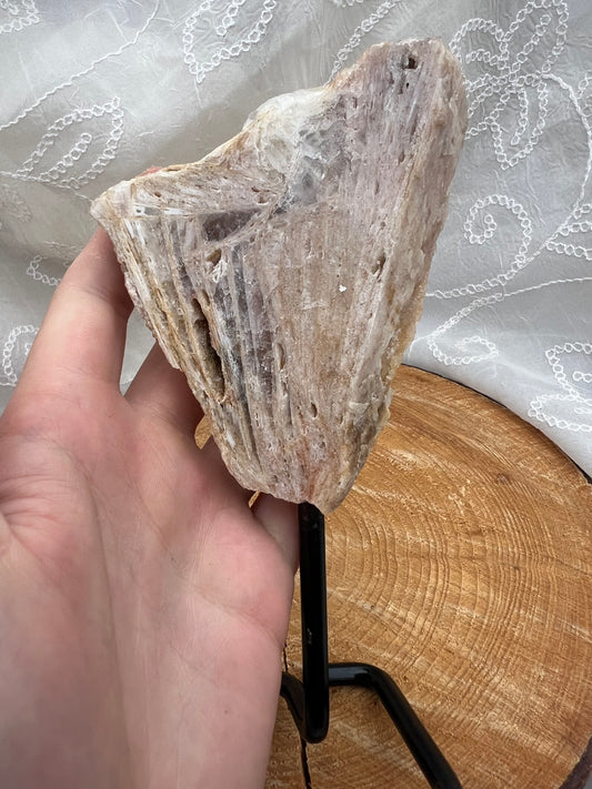 large pink amethyst slab on stand B