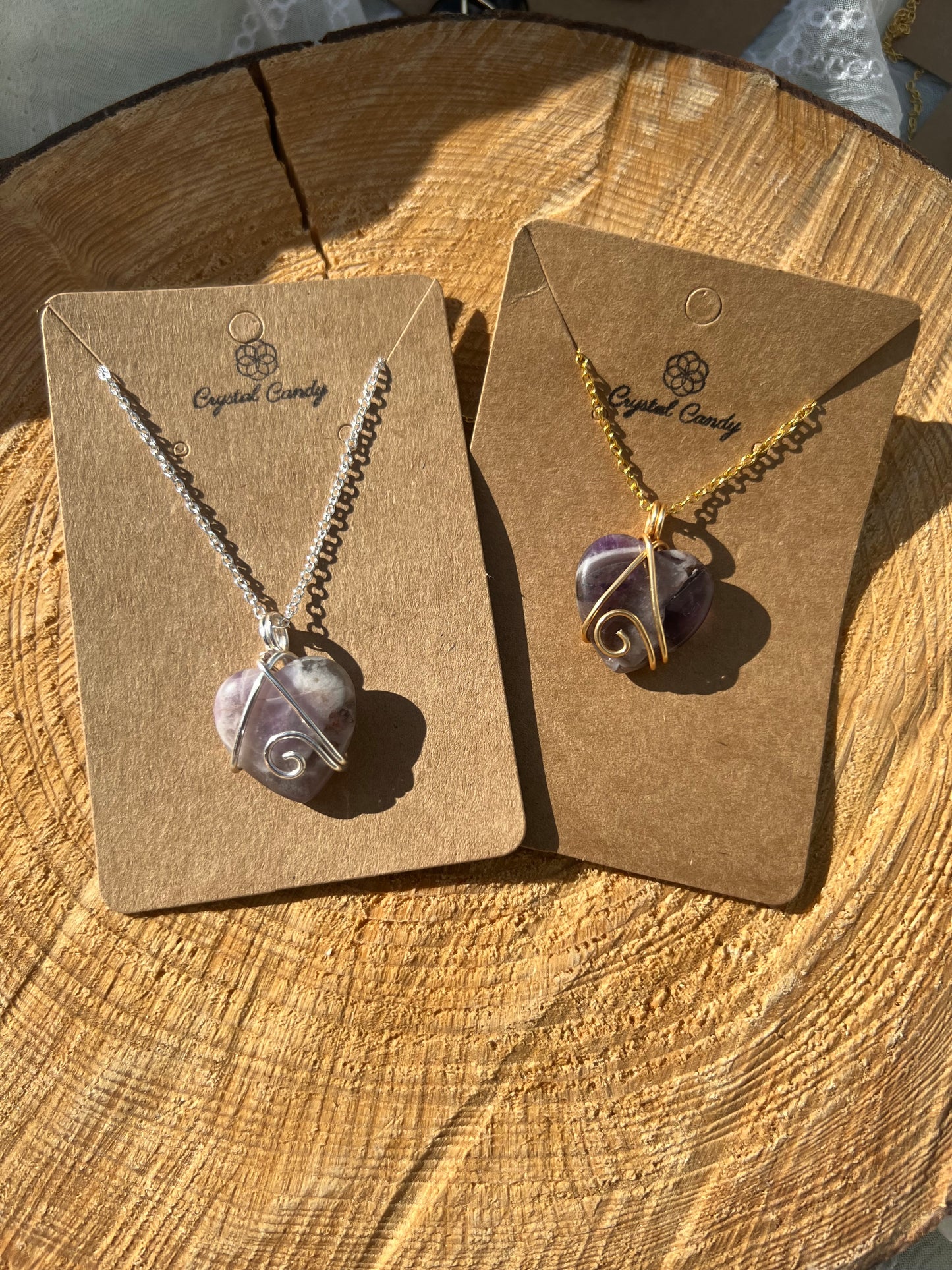 amethyst love heart pendants