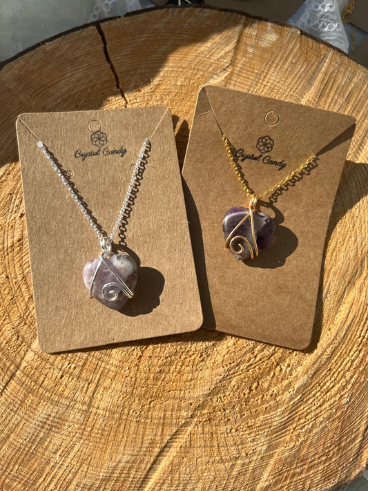 amethyst love heart pendants