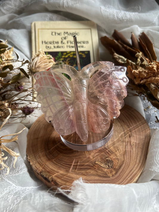 Fluorite butterfly shaped display crystal with stand A