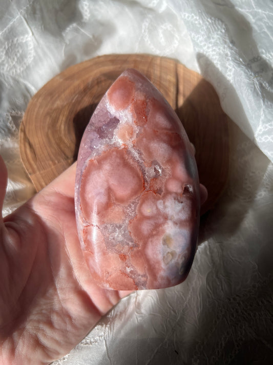 cherry flower agate and pink amethyst flame large