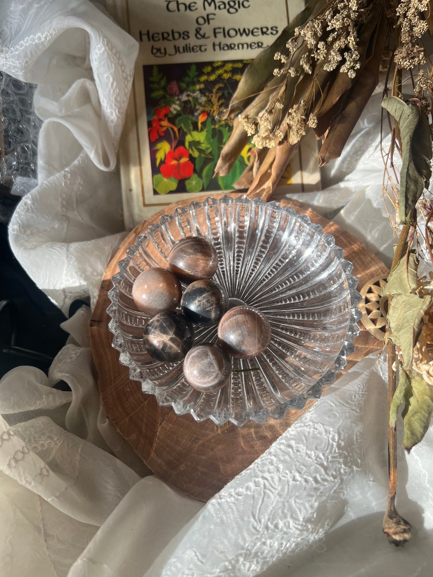 Mini Black Moonstone Spheres