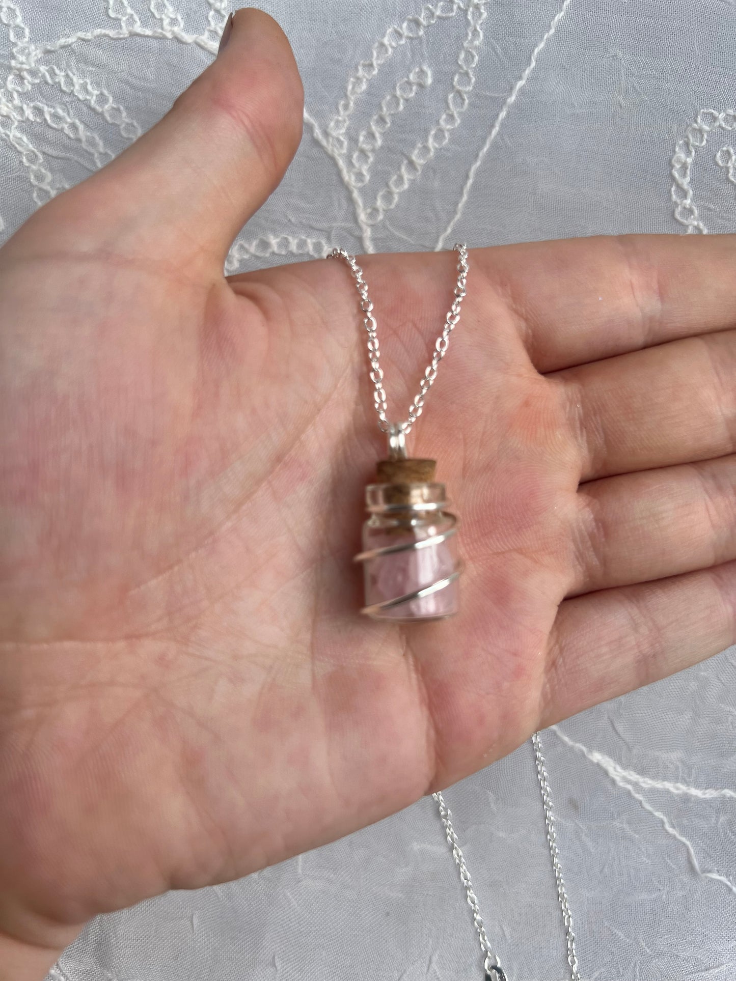 silver crystal chip wish bottle pendants