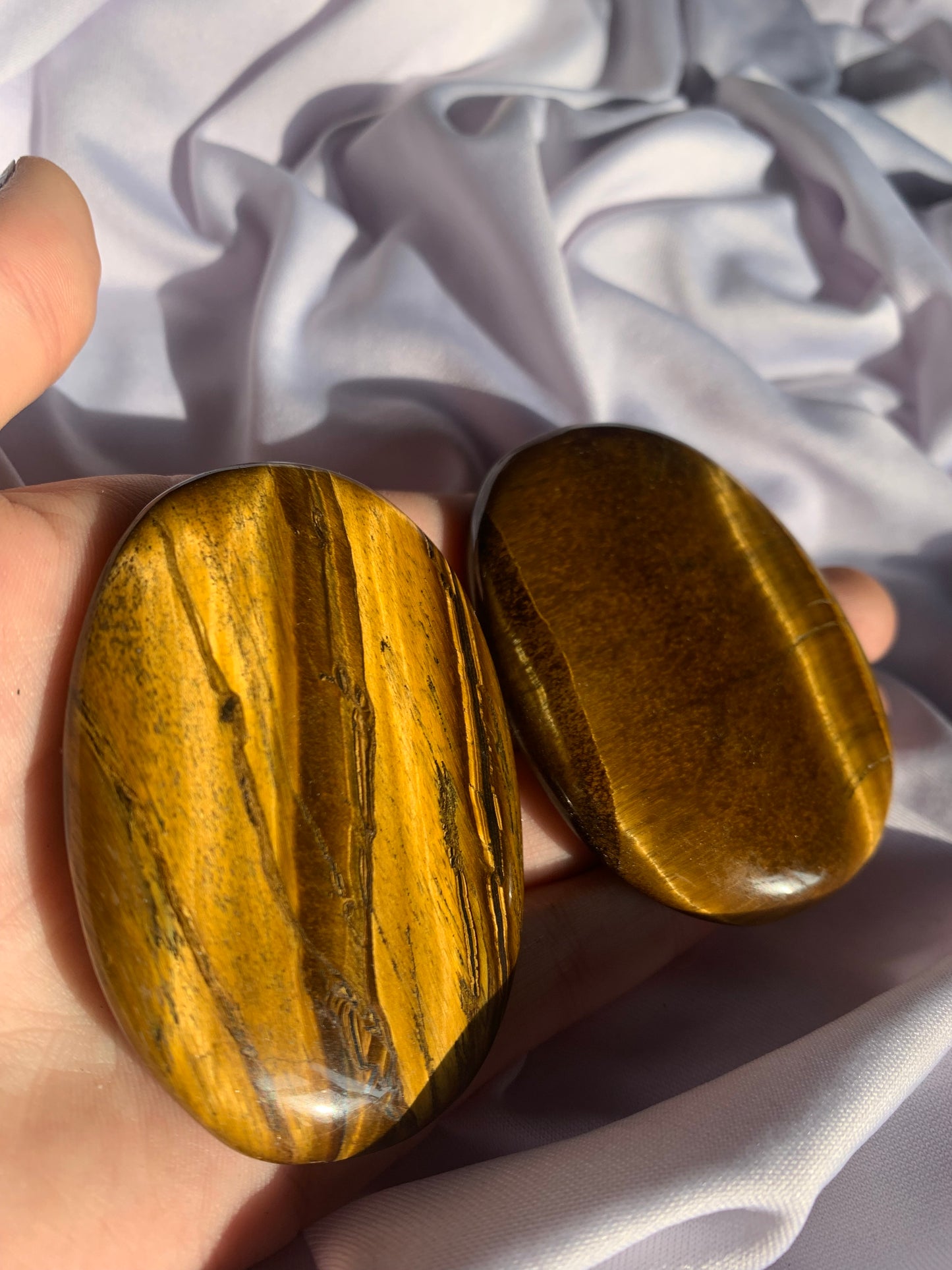 Large Golden Tigers Eye Palm Stones