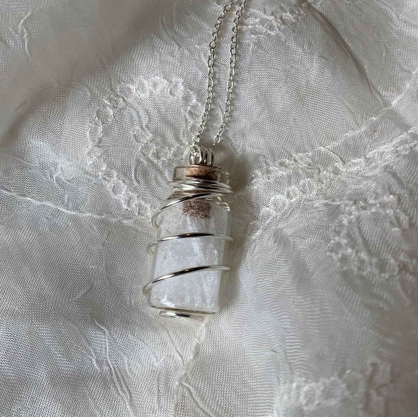 mini Selenite Chips wish bottle necklace