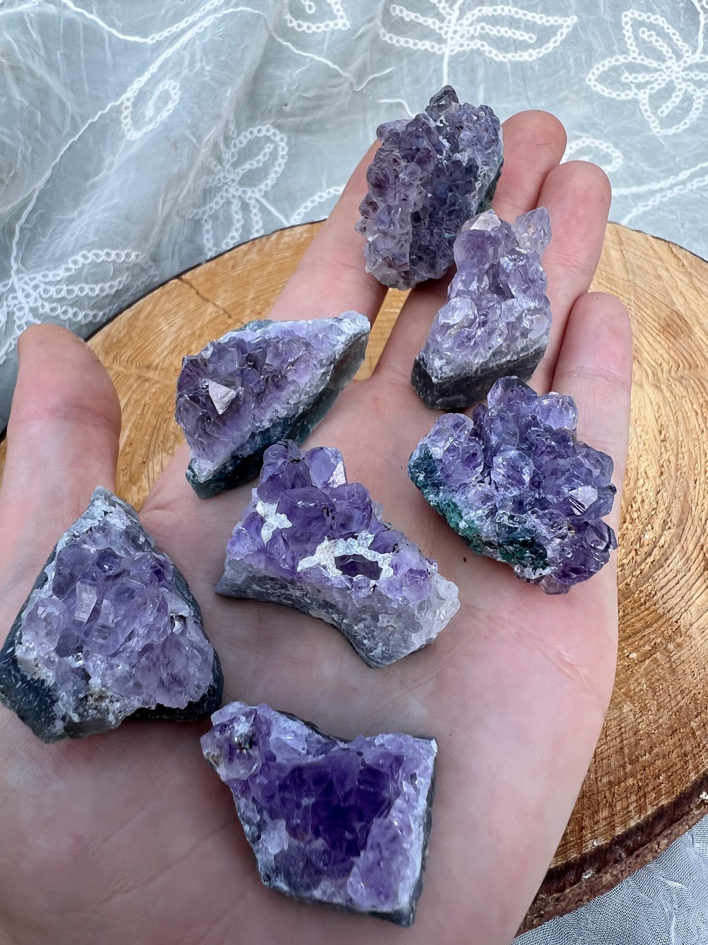 Mini amethyst clusters