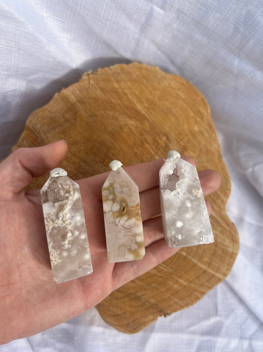 small druzy flower agate towers