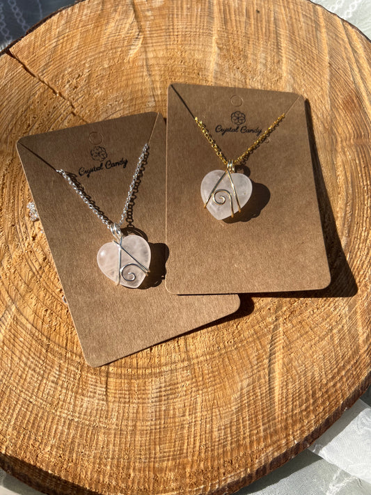 Mini Clear Quartz Heart Pendants