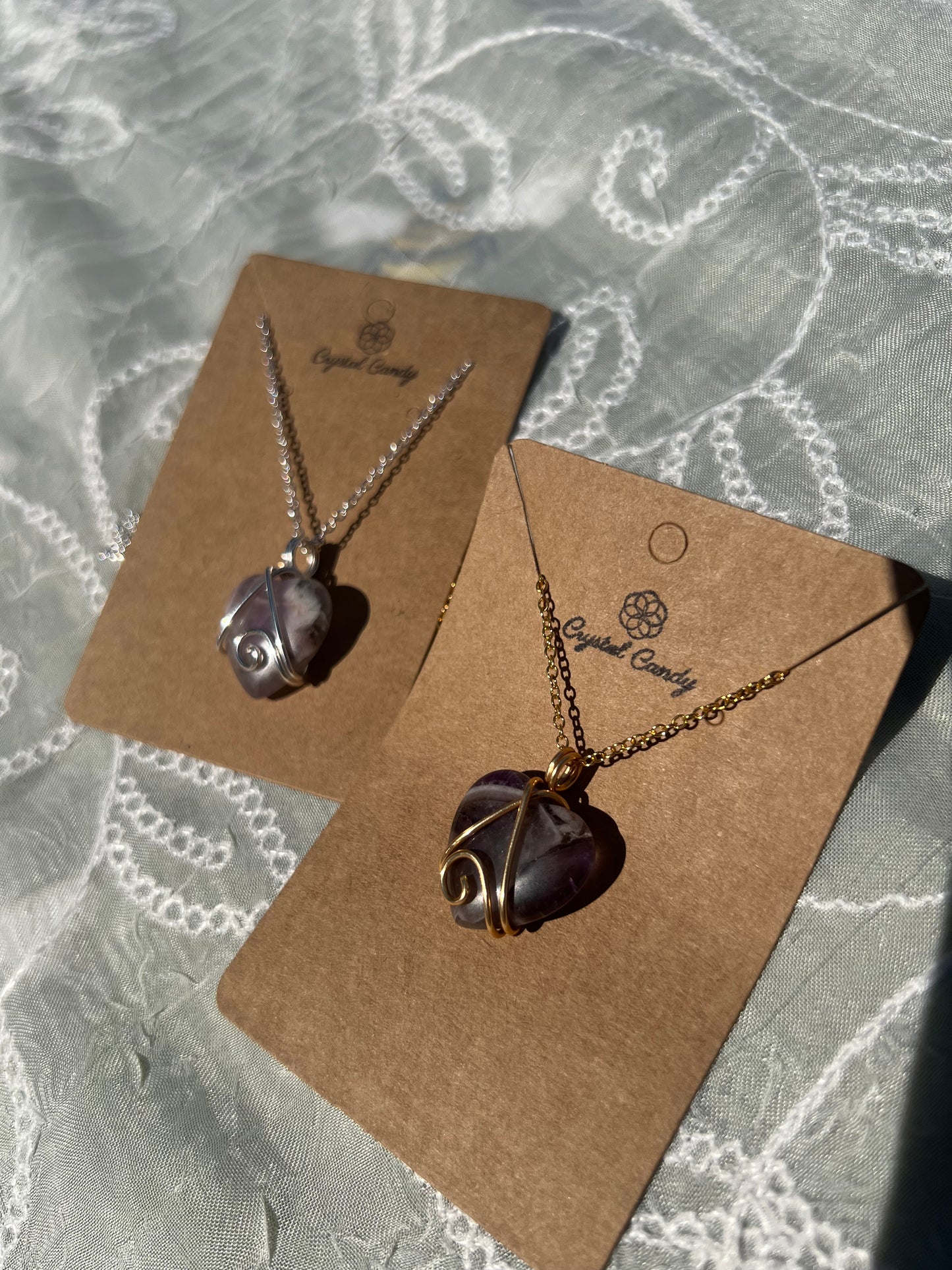 amethyst love heart pendants