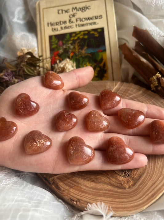 Mini Sunstone Heart carvings
