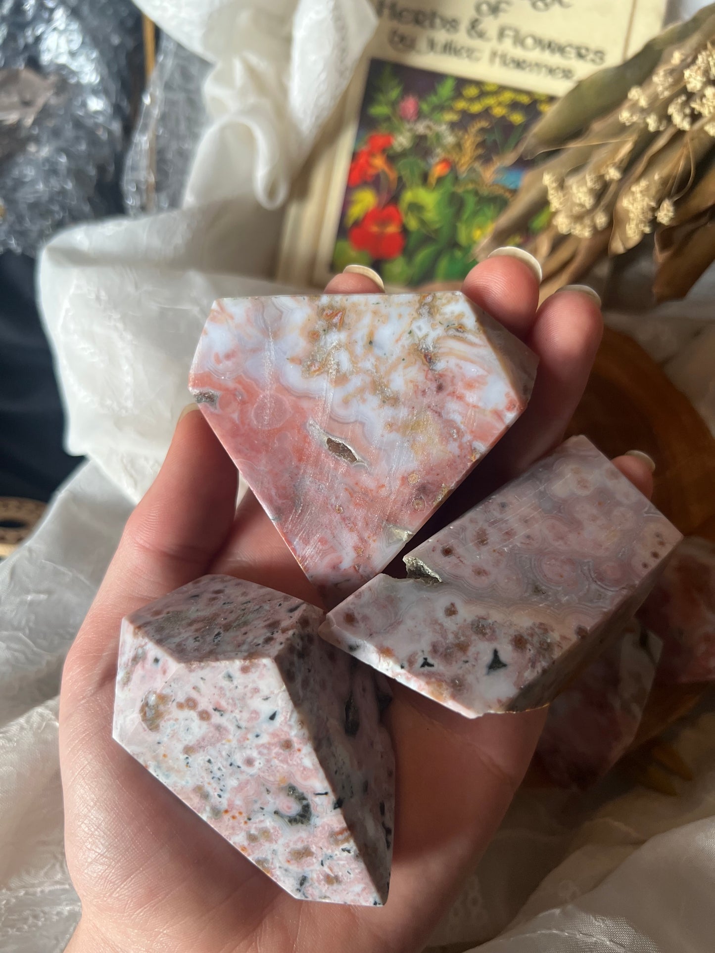 pink ocean jasper polished chunks