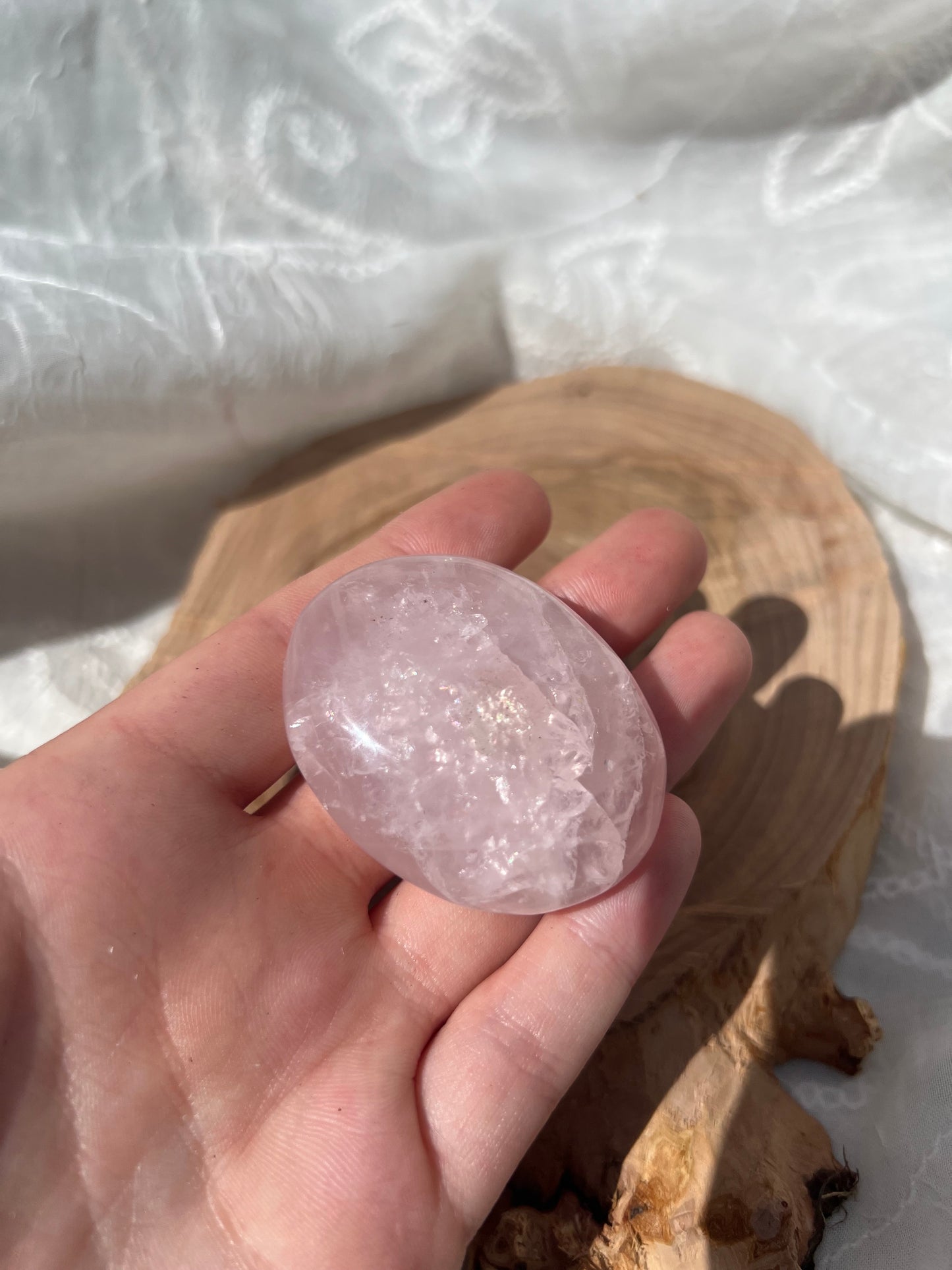 rose quartz palm stone/pebbles