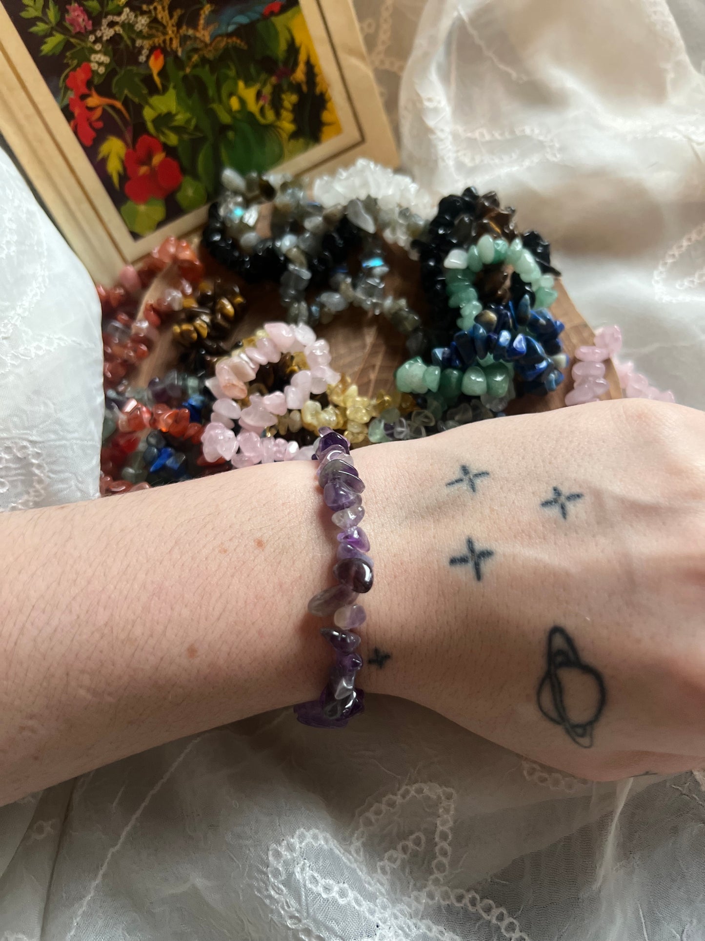 Crystal Chip elasticated bracelet