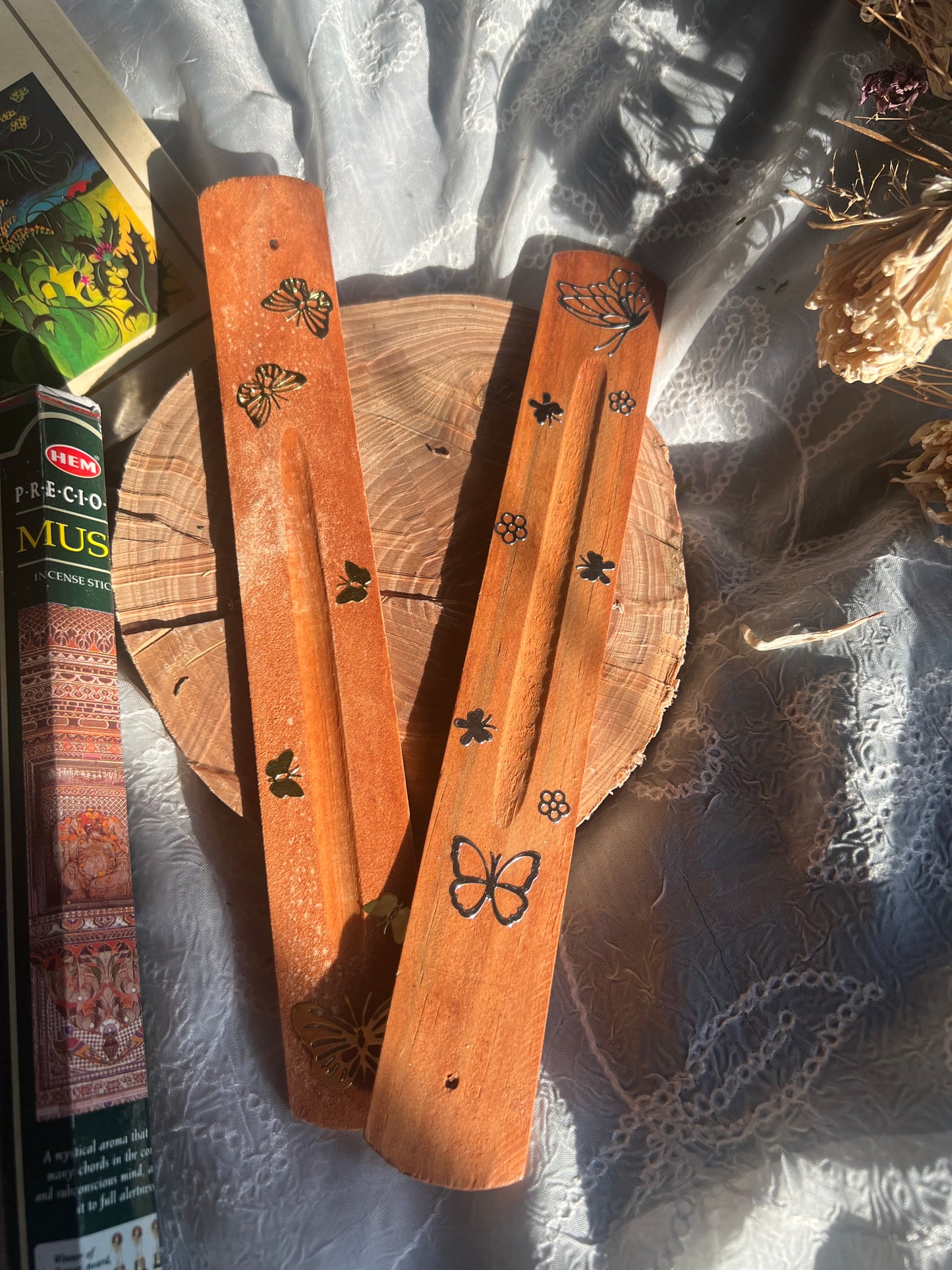 Butterfly Detail Incense wooden Holder