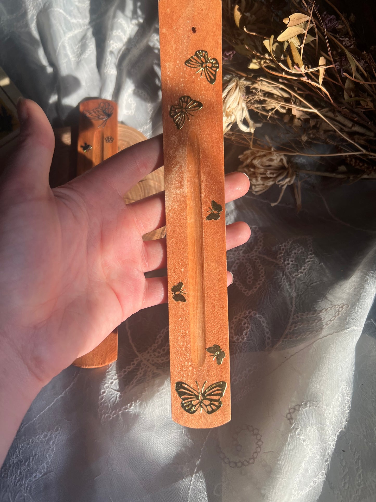 Butterfly Detail Incense wooden Holder