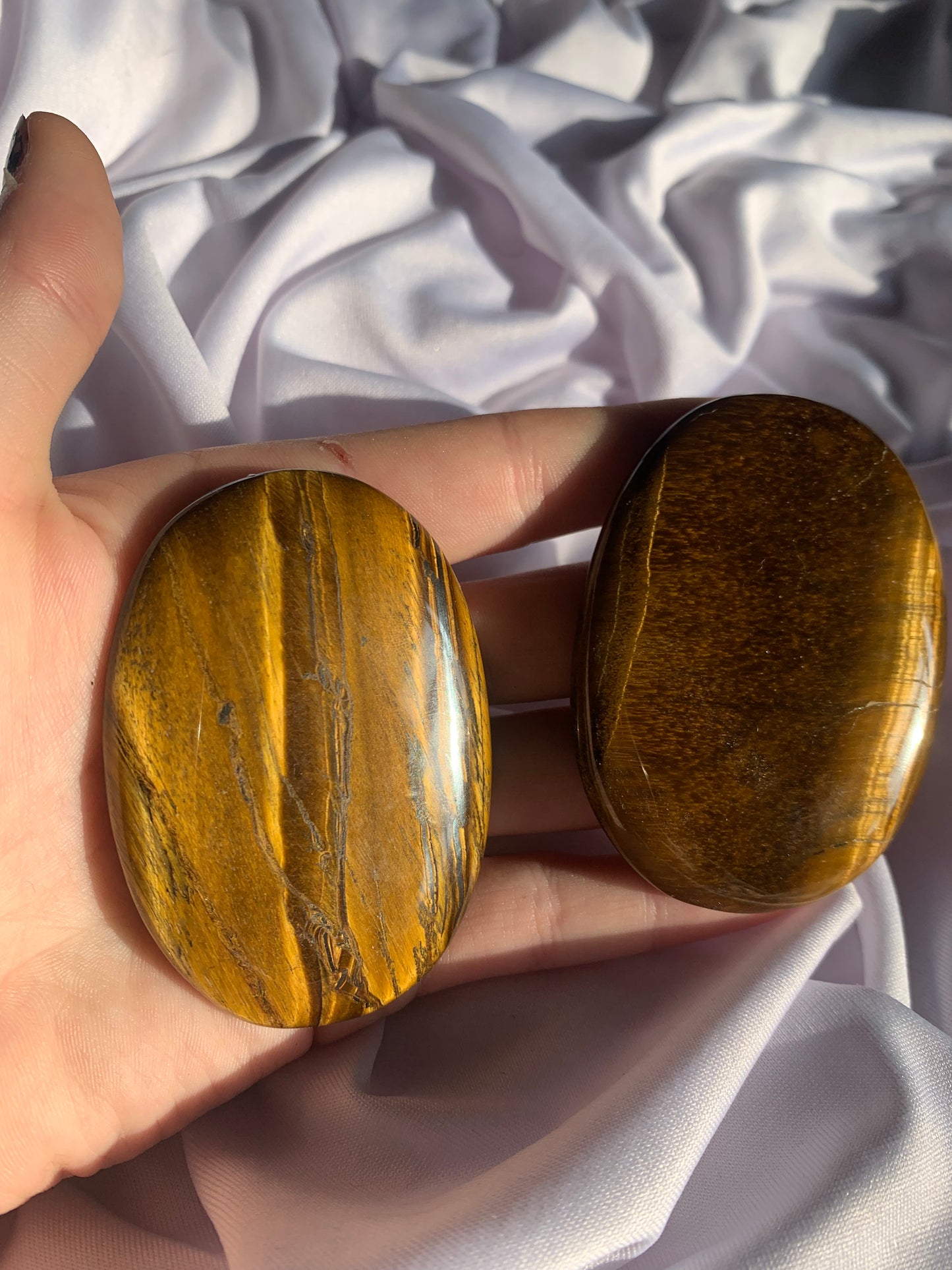 Large Golden Tigers Eye Palm Stones