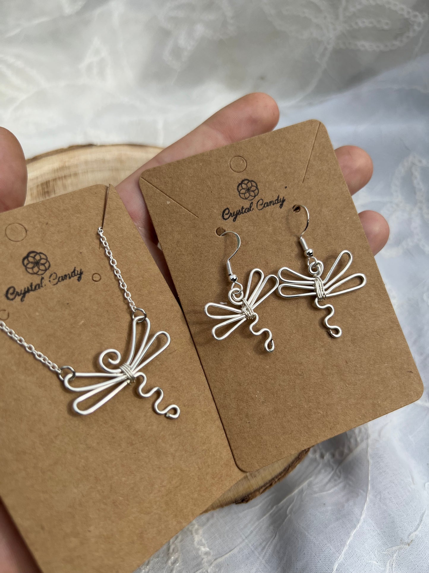 Swirly Dragonfly Earrings and Necklace Set