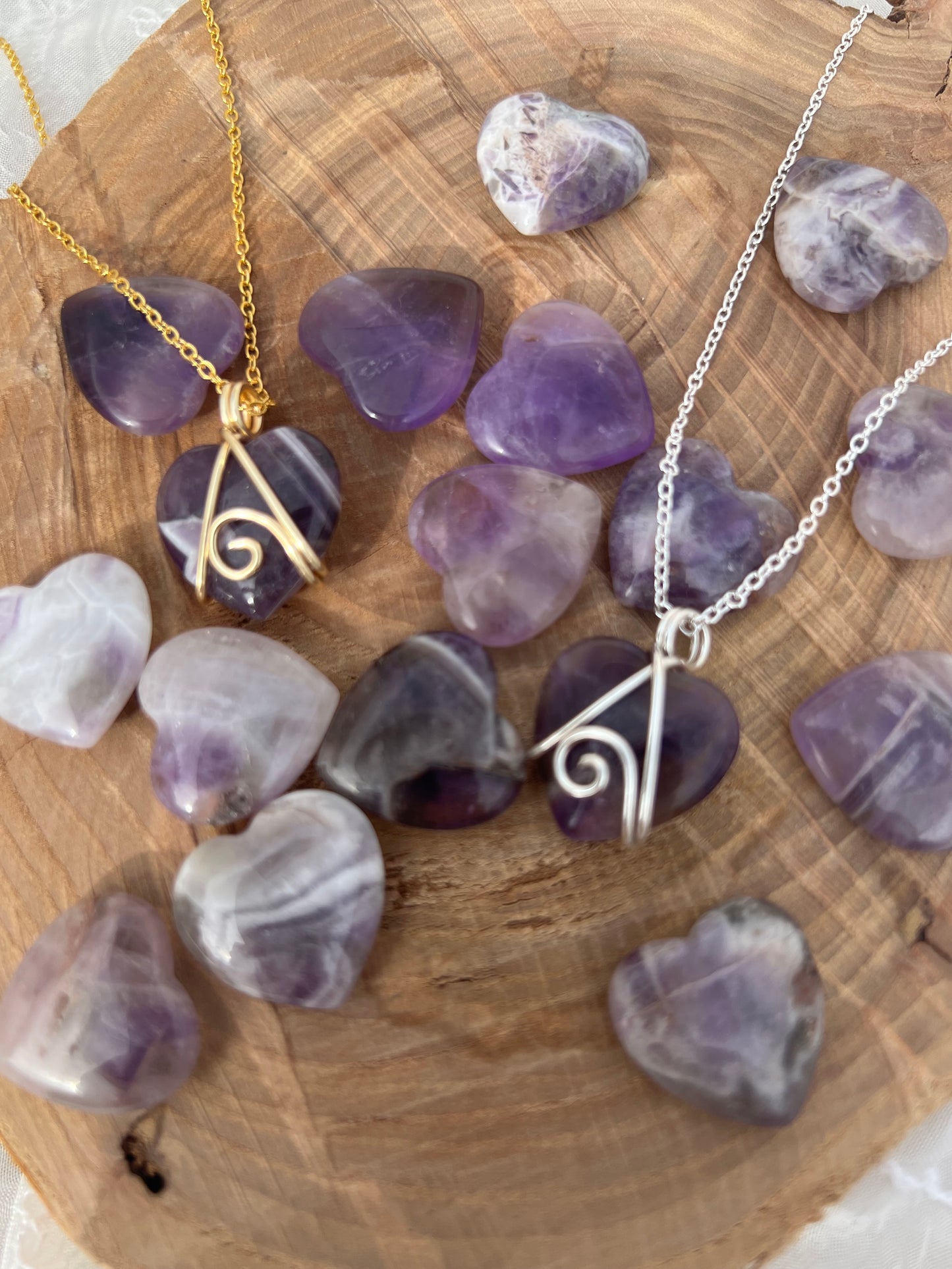 amethyst love heart pendants