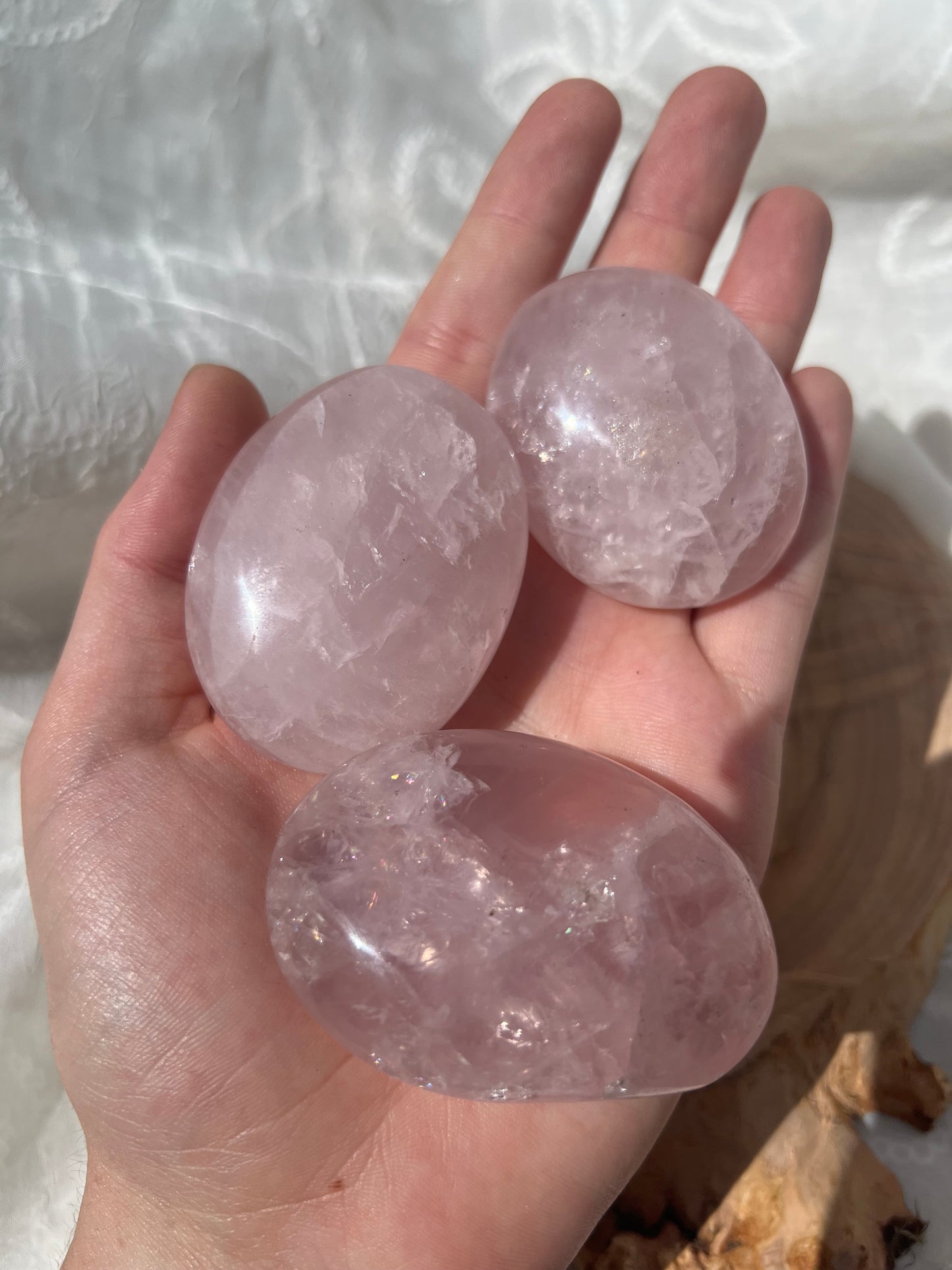 rose quartz palm stone/pebbles