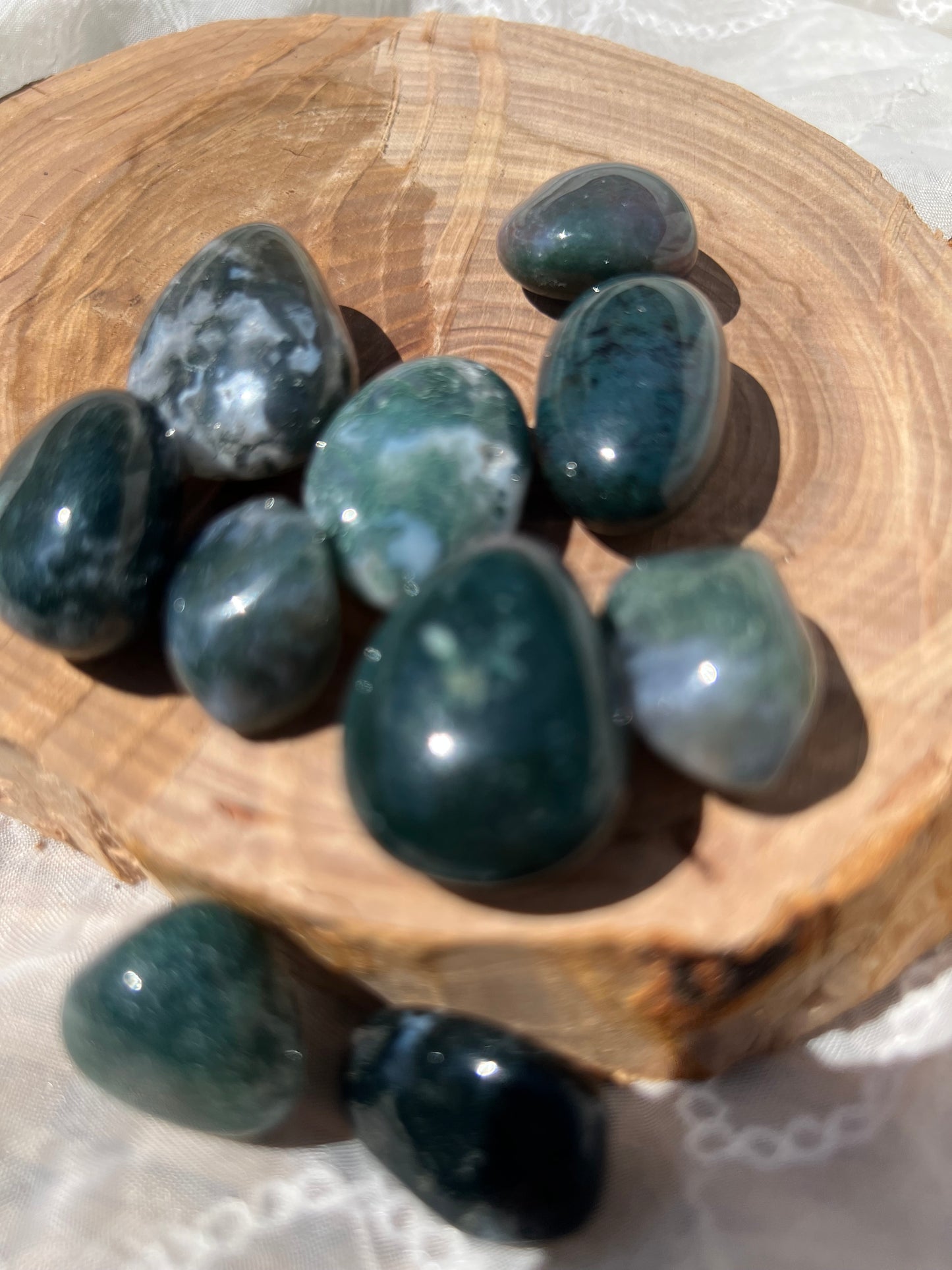 Moss Agate tumble stone