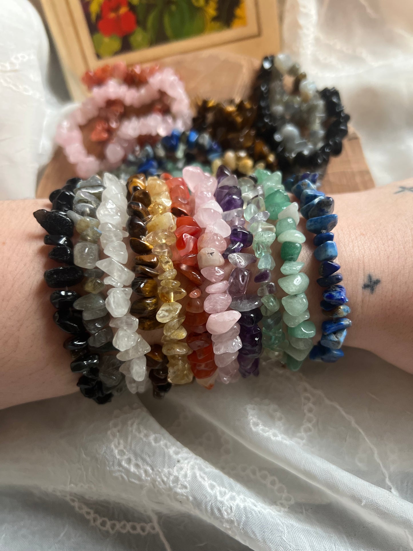 Crystal Chip elasticated bracelet