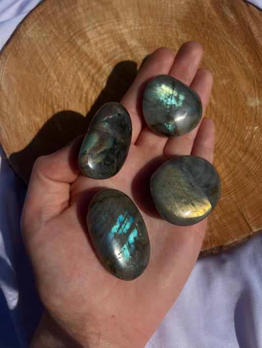 small flashy labradorite pebbles/ palm stones
