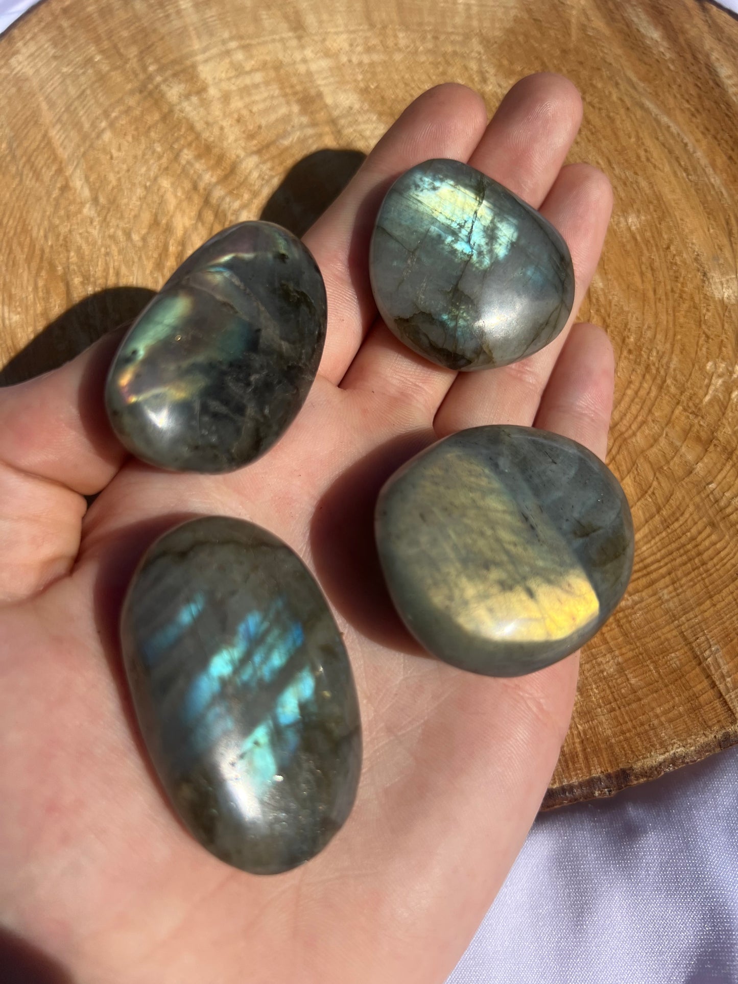 small flashy labradorite pebbles/ palm stones