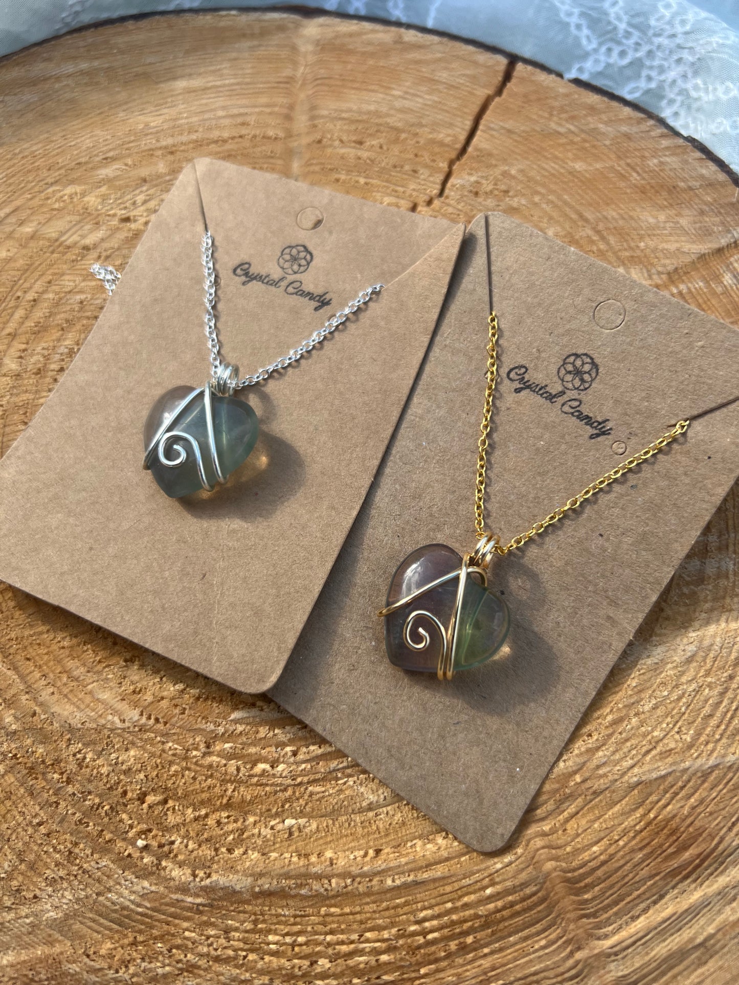 Mini Fluorite Heart Pendants