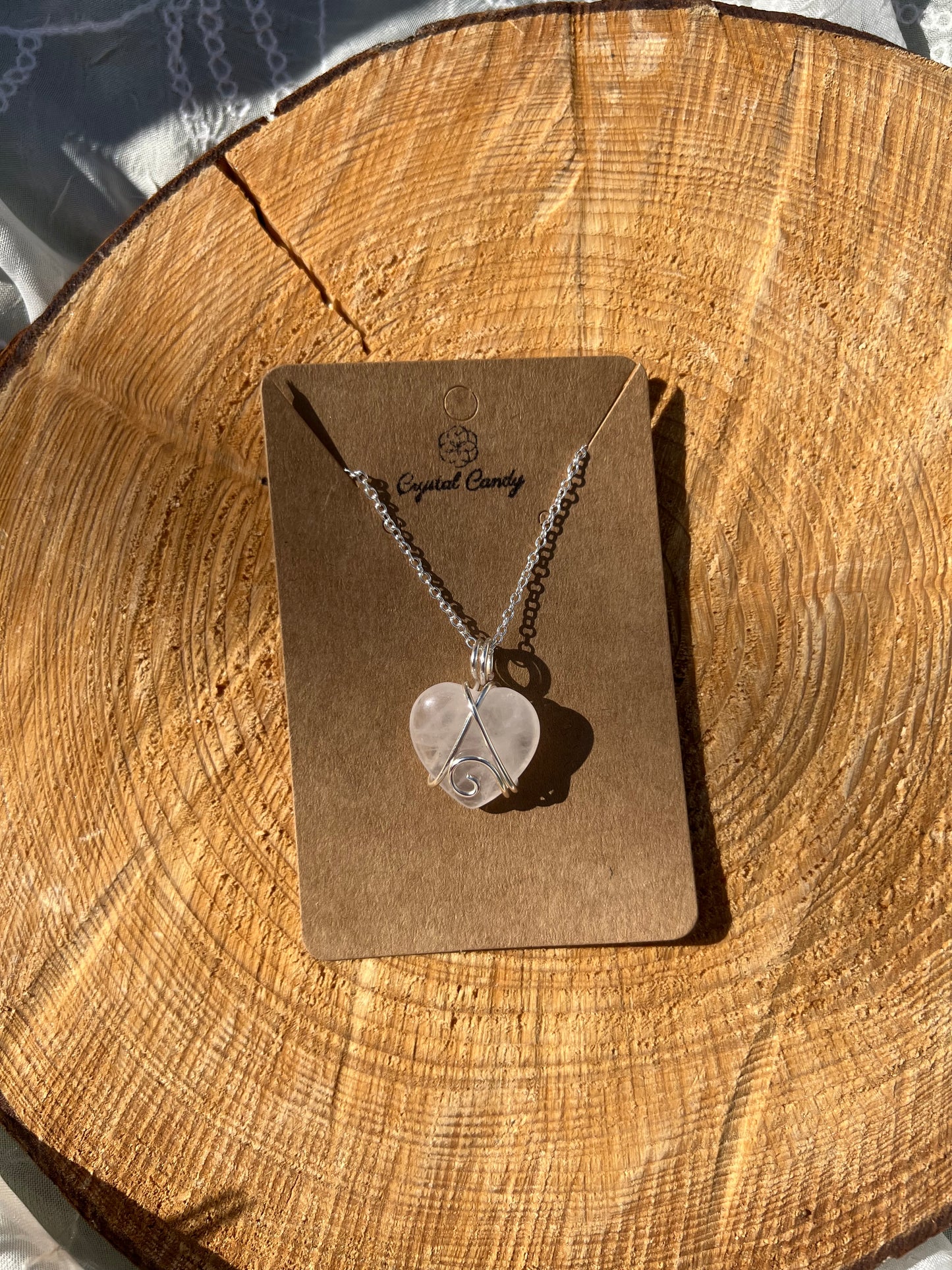 Mini Clear Quartz Heart Pendants