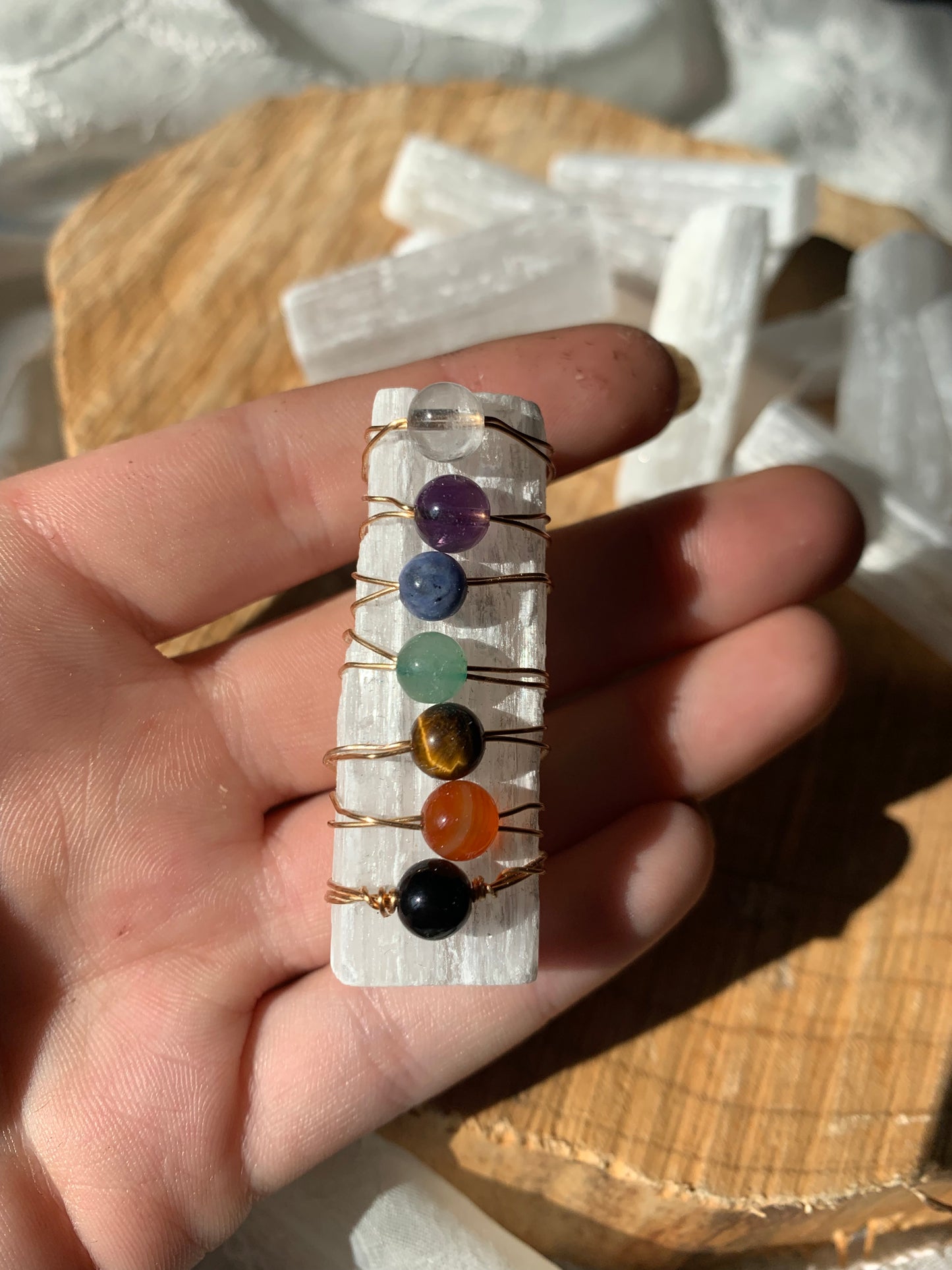 handmade chakra cleansing satin spar selenite stick wand