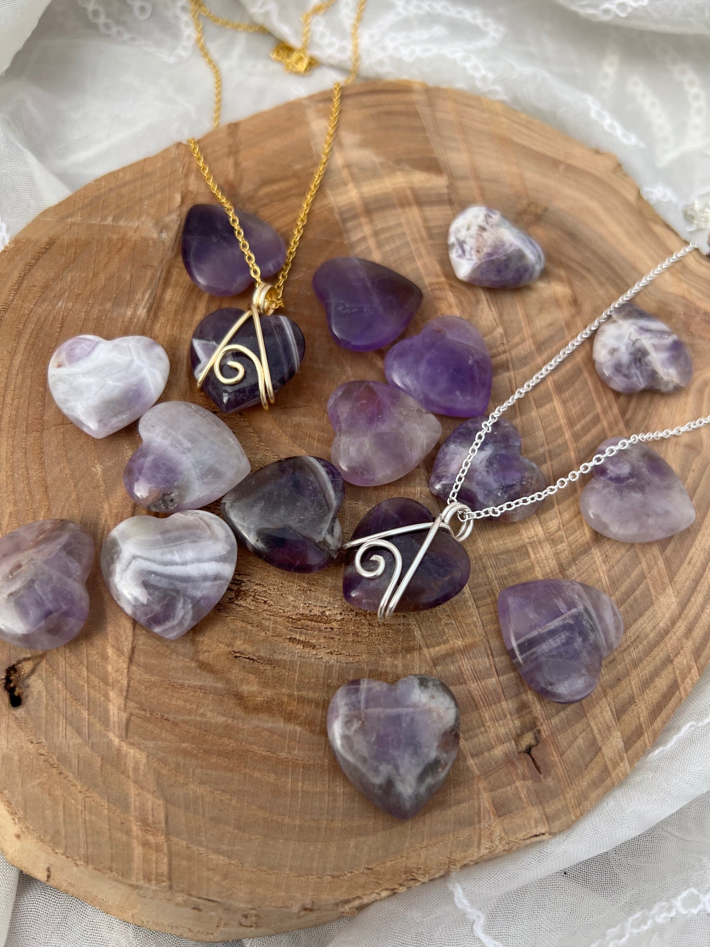 amethyst love heart pendants