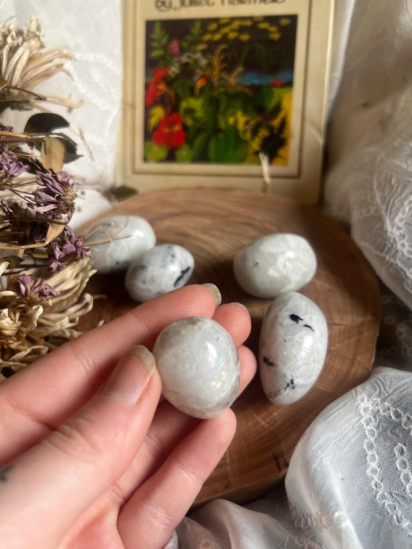 Moon stone tumble stone