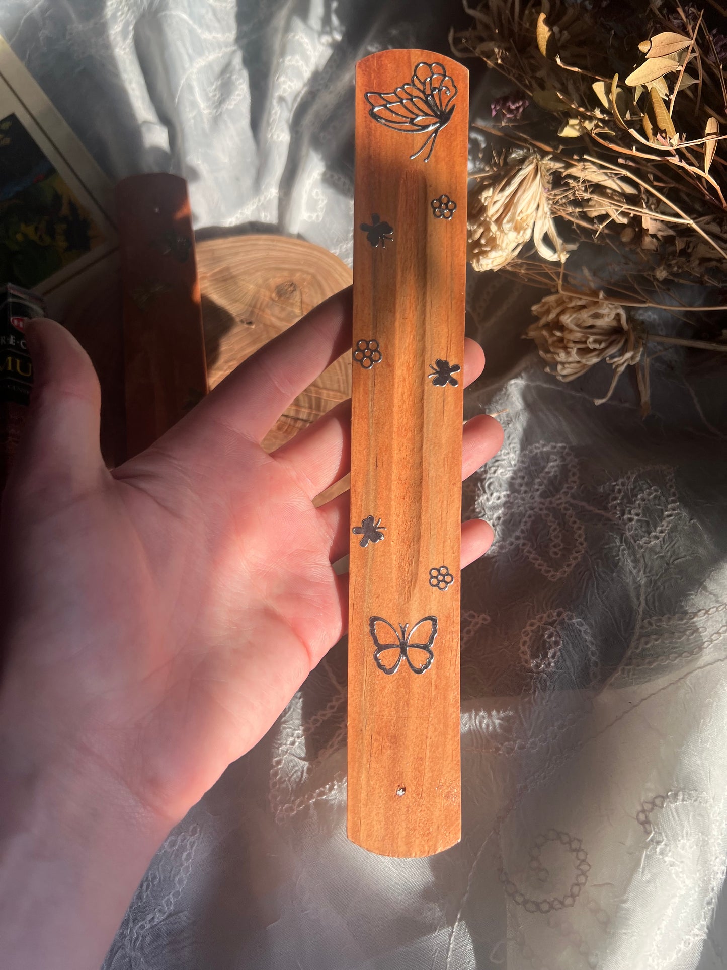 Butterfly Detail Incense wooden Holder
