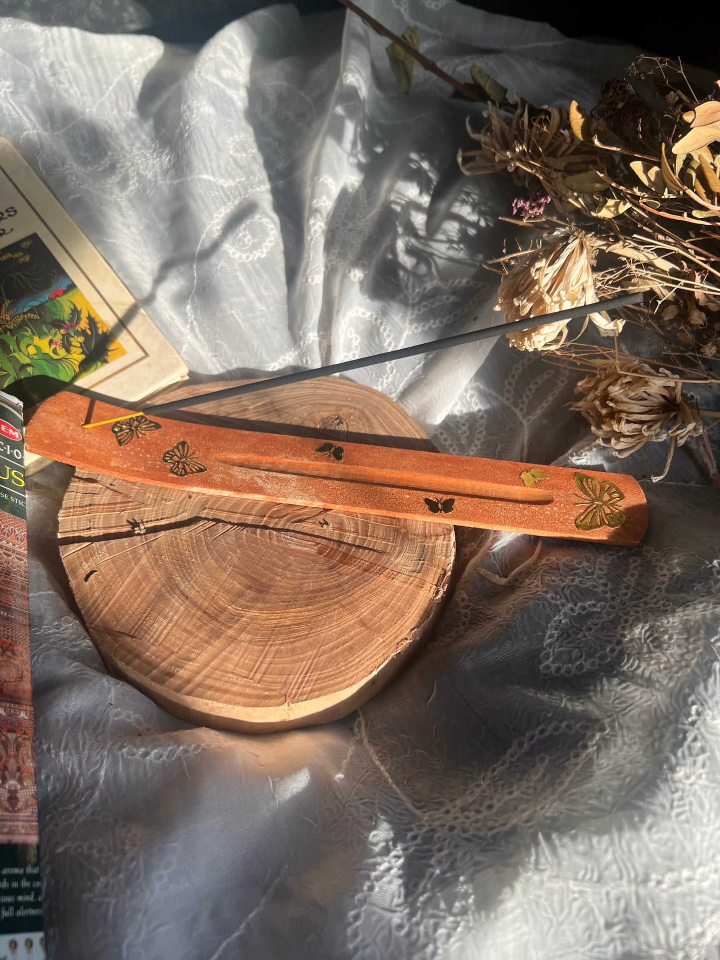 Butterfly Detail Incense wooden Holder