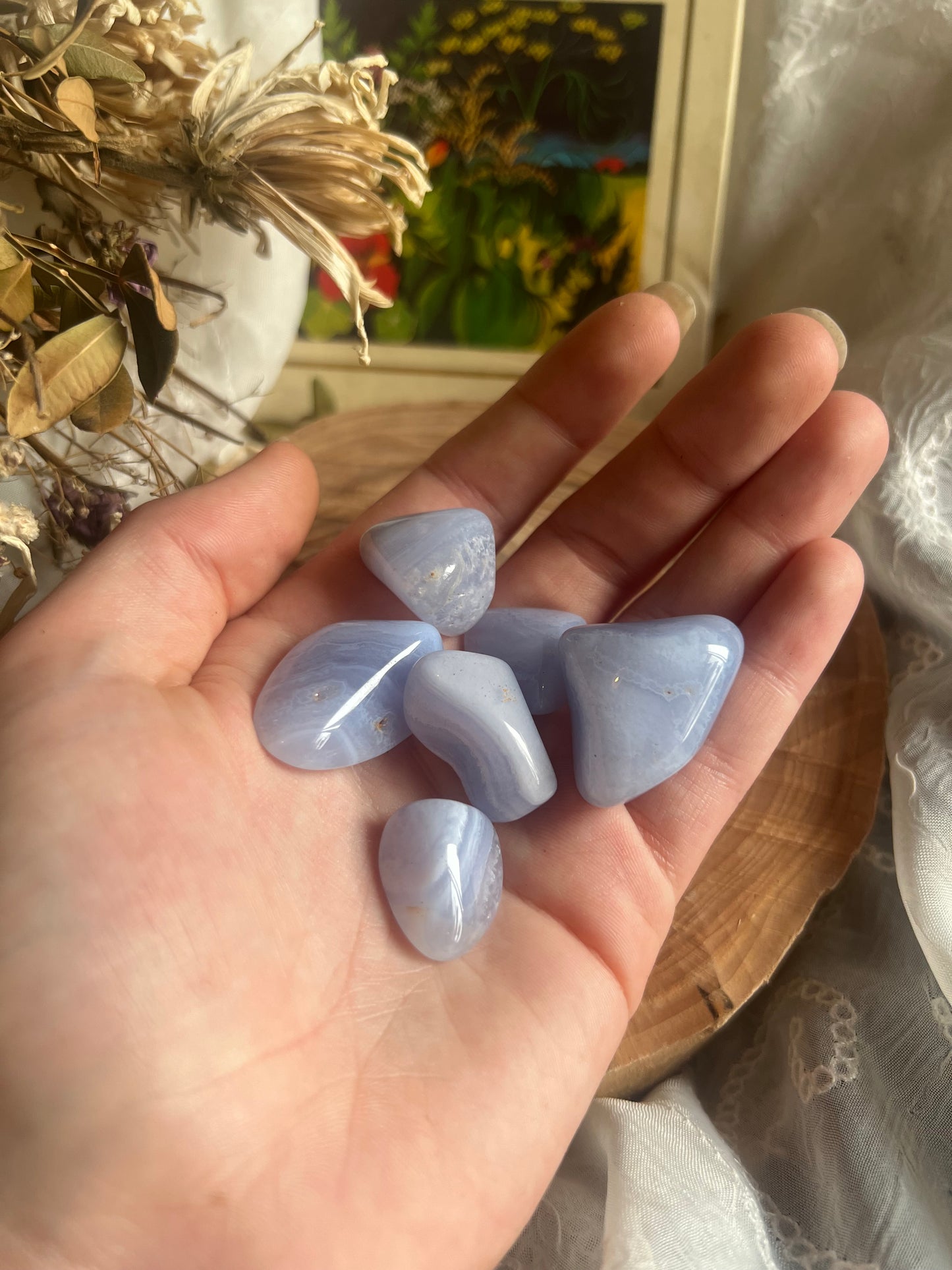 Blue Lace Agate tumble stone