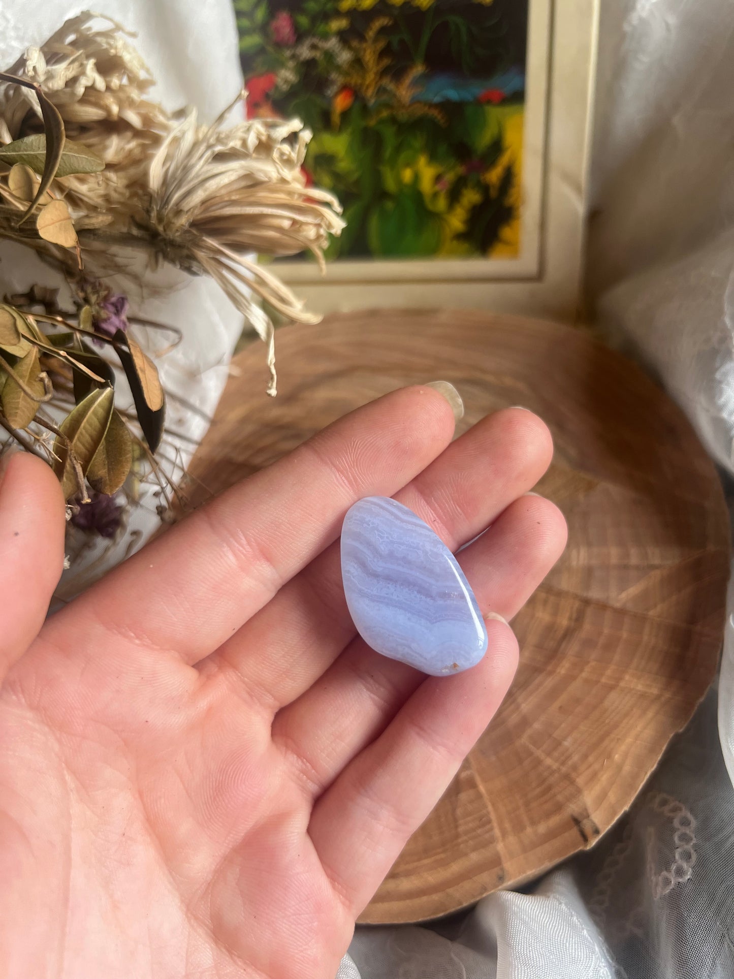 Blue Lace Agate tumble stone
