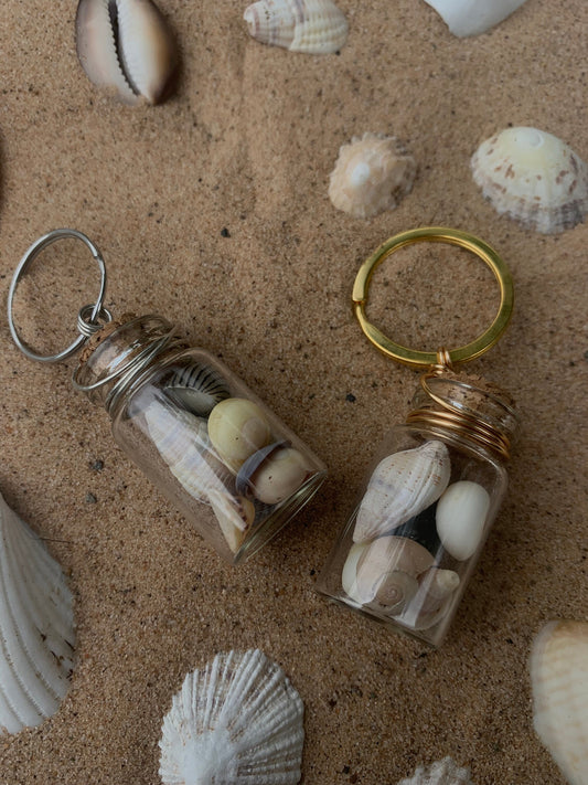 Mini Sea Shell Wish bottle key ring