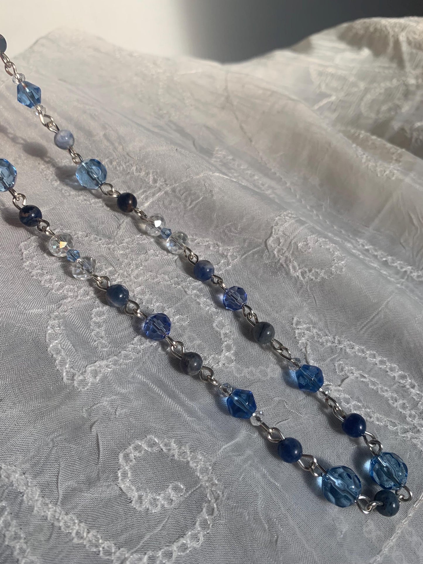 Blue glass and Sodalite Beaded Chocker