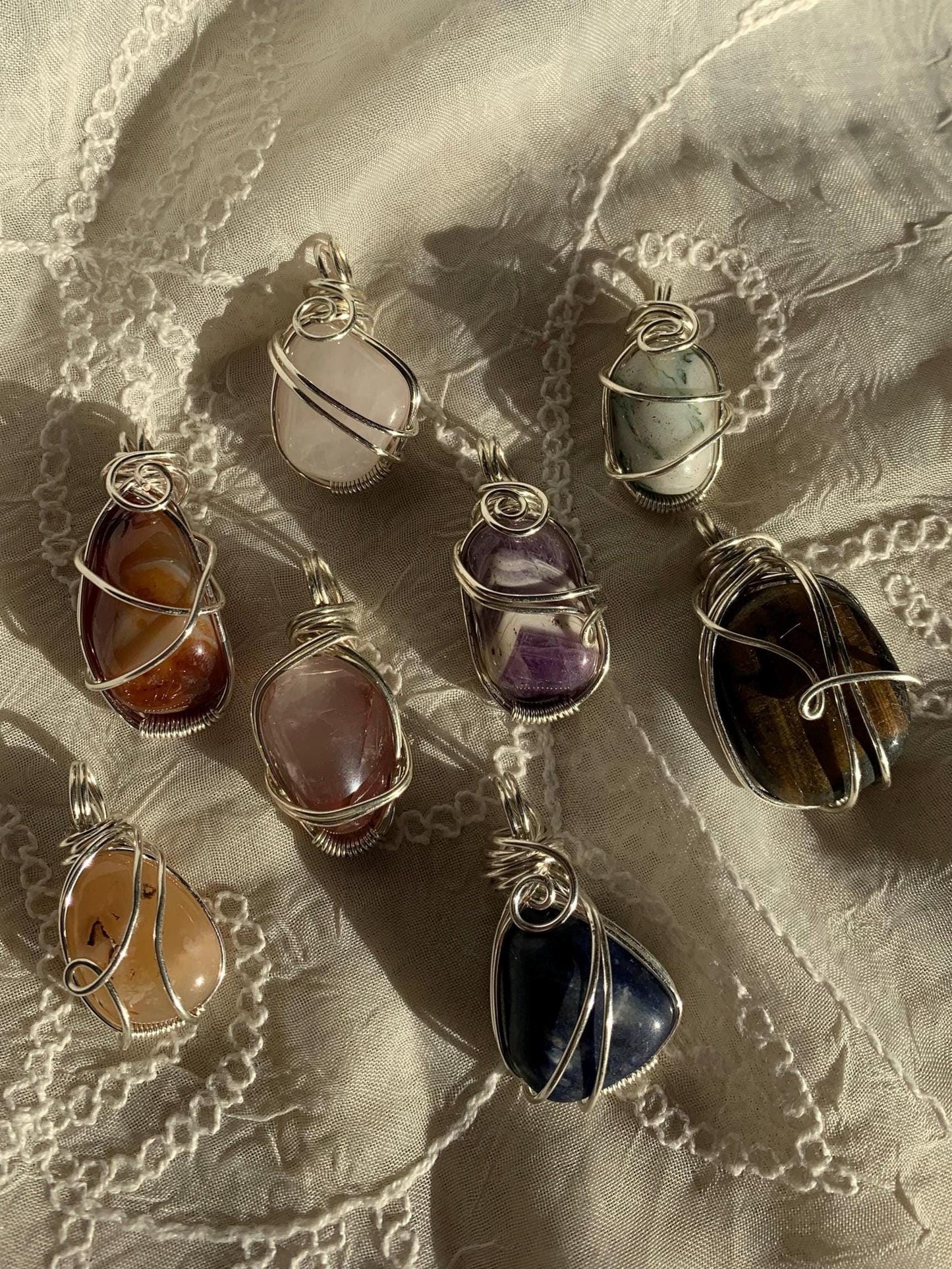 One Of A Kind Silver Crystal Pendants