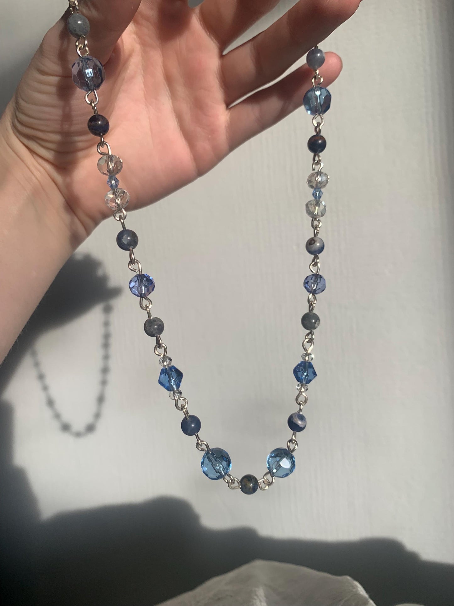 Blue glass and Sodalite Beaded Chocker