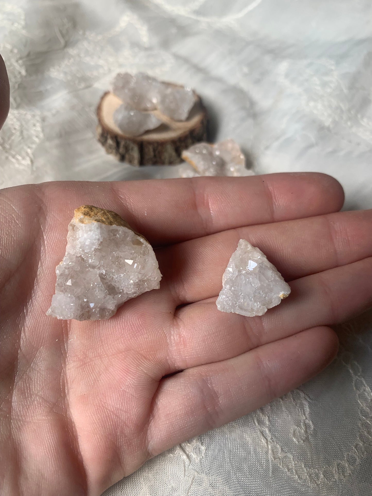 mini clear quartz druzy rough geode chunks