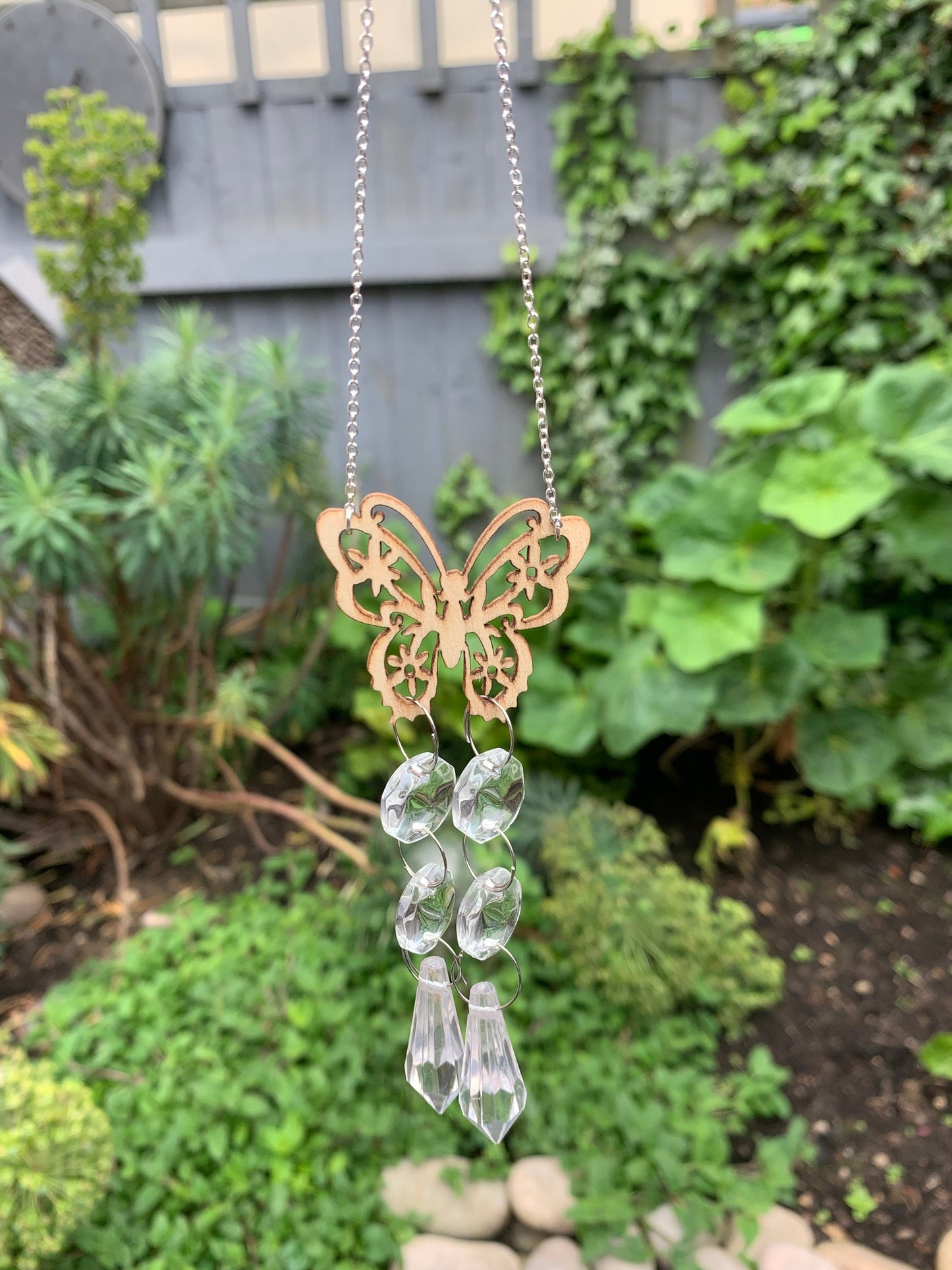 handmade wooden mini butterfly wire wrapped hanging sun catchers