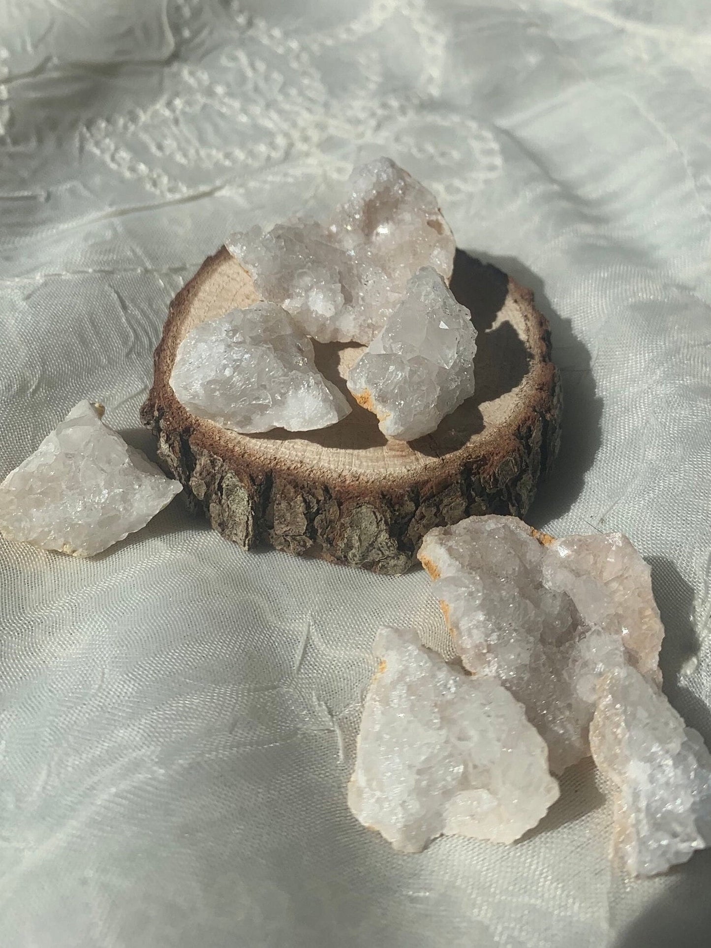 mini clear quartz druzy rough geode chunks
