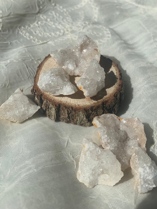 mini clear quartz druzy rough geode chunks