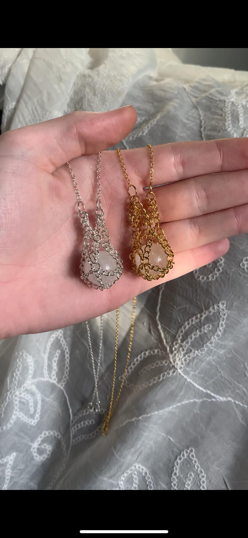 chain interchangeable crystal holder necklace